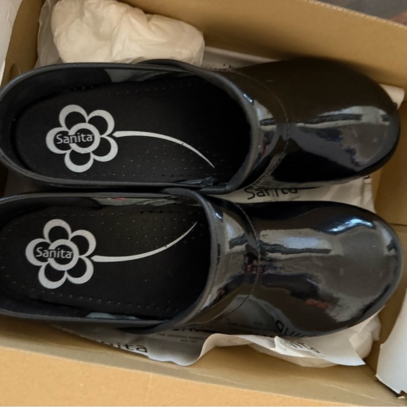 Sanita Women's Glossy Black Mules - Picture 2 of 5